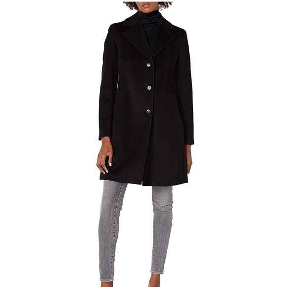 NWT Calvin Klein Women's Classic Cashblend Pea Coat Size 6 Black $250 X346 - Picture 1 of 2